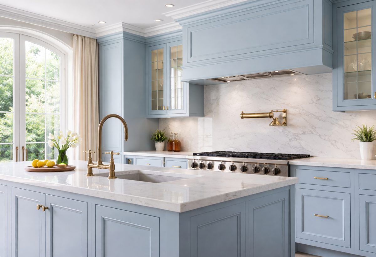 Light blue kitchen respray finish